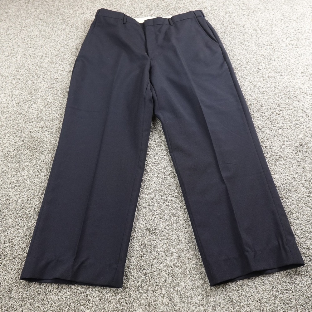 VTG Orvis Pants Mens 36X28 Blue Wool Trousers Dress Slacks Flat Front Work USA